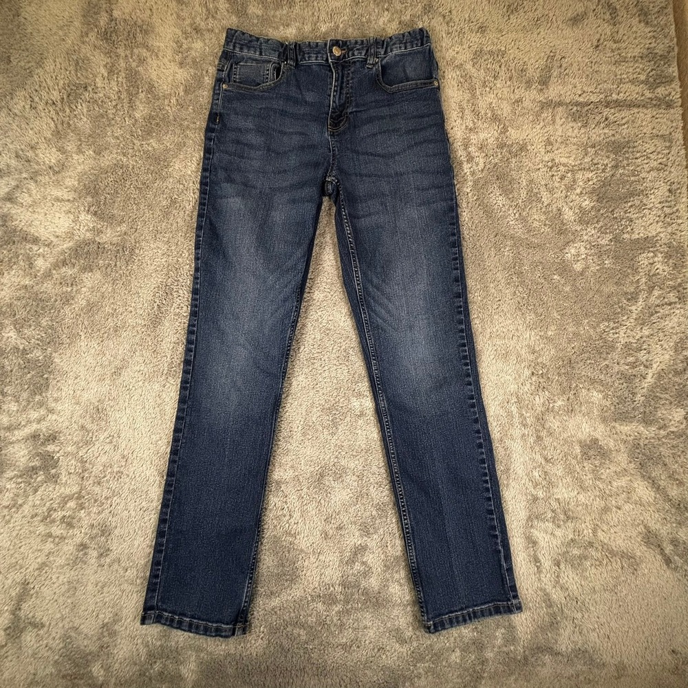 Calvin Klein Jeans Boys Slim Straight Dark Wash Denim Blue Jeans Size 18